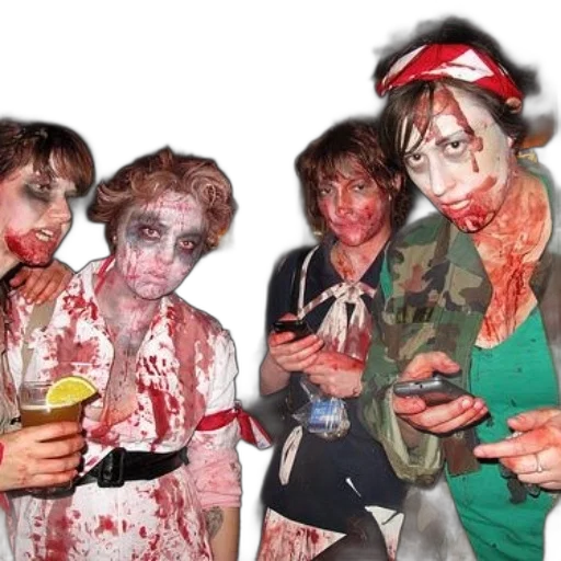 group, people, dressed, zombies, pose, photo, one, person transparent PNG cut-out