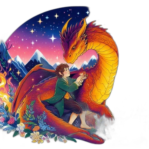 dragon, fantasy art, concept art, watercolor, pixel art, fire, colorful, starlit transparent PNG cut-out