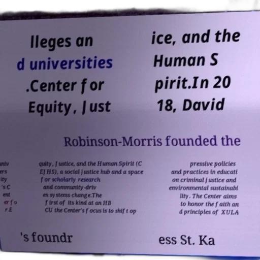 david, robinson-morris, founded, university, center, equity, justice, human transparent PNG cut-out