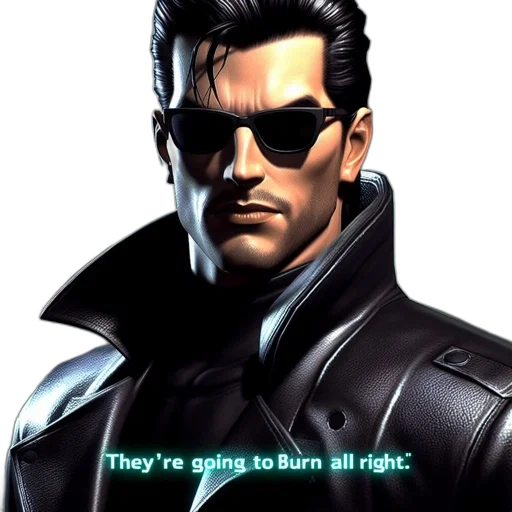 jacket, face, robot, cyberpunk, comic book art, concept art, vaporwave, digitally transparent PNG cut-out