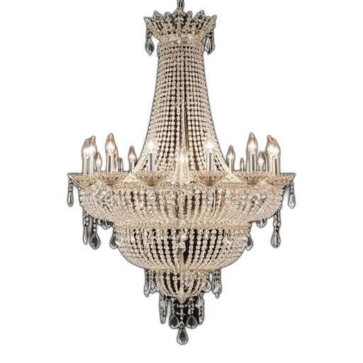 crown, 3d render, crystal, chandelier, silver, finish, circular, design transparent PNG cut-out