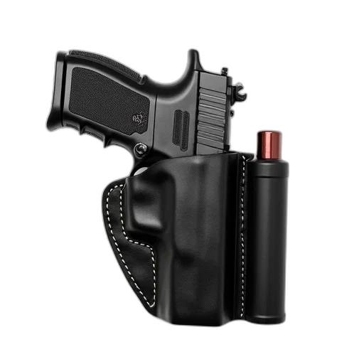 weapon, staff, 3d render, black, leather, holster, gun, canister transparent PNG cut-out