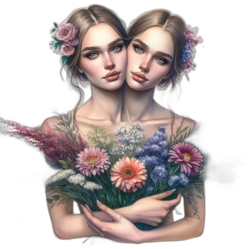dress, jewelry, flower, photorealistic, fantasy art, watercolor, concept art, pastel transparent PNG cut-out