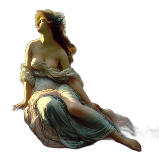 dress, jewelry, photorealistic, oil painting, concept art, fantasy art, fire, underwater transparent PNG cut-out