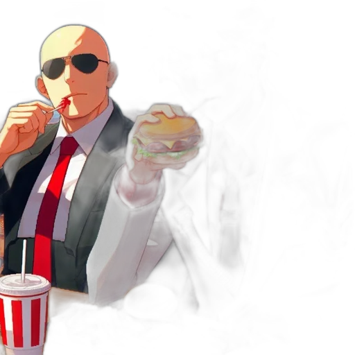 food, concept art, pixel art, cyberpunk, vaporwave, two, animated, characters transparent PNG cut-out