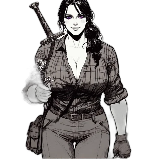 weapon, jacket, staff, comic book art, concept art, cartoon, pencil sketch, intense transparent PNG cut-out