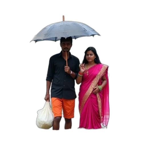 umbrella, staff, dress, pencil sketch, oil painting, photorealistic, 3d render, rain transparent PNG cut-out