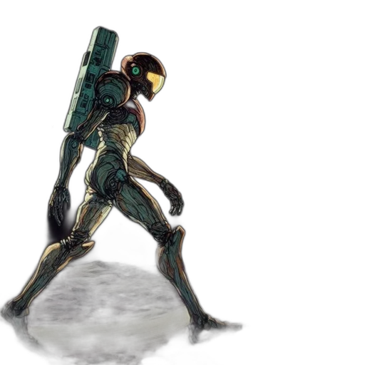 robot, weapon, sword, concept art, 3d render, comic book art, pixel art, outer space transparent PNG cut-out