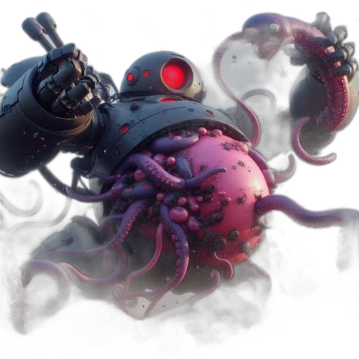 creature, robot, concept art, 3d render, massive, robotic, entity, tentacle-like transparent PNG cut-out