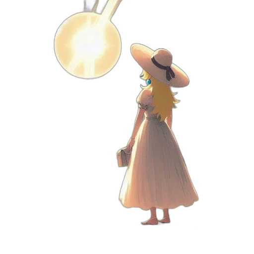hat, dress, staff, weapon, concept art, 3d render, watercolor, pixel art transparent PNG cut-out