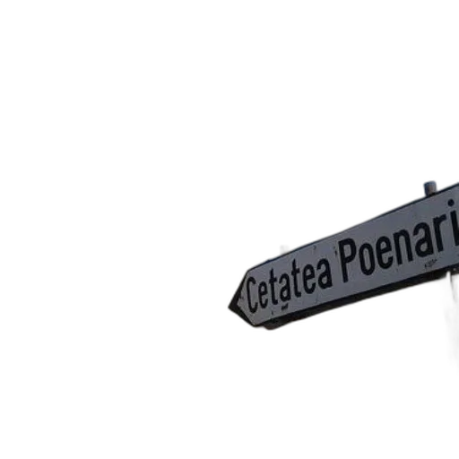3d render, photorealistic, sign, pointing, cetatea, poenari, castle, hill transparent PNG cut-out