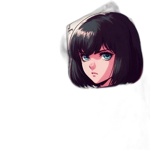 face, hair, robot, mask, anime, watercolor, comic book art, concept art transparent PNG cut-out