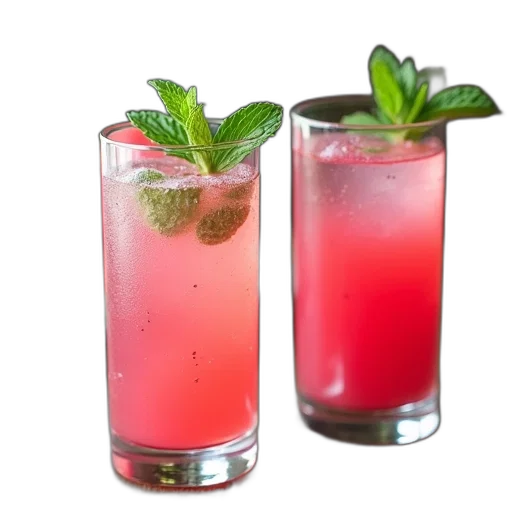 food, photorealistic, 3d render, two, glasses, filled, pink, beverage transparent PNG cut-out