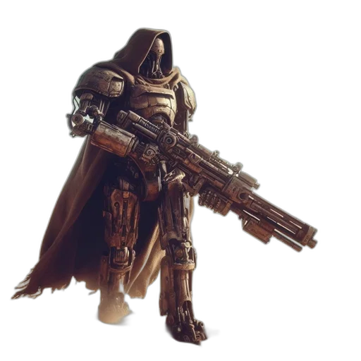 weapon, robot, sword, staff, concept art, fantasy art, comic book art, 3d render transparent PNG cut-out