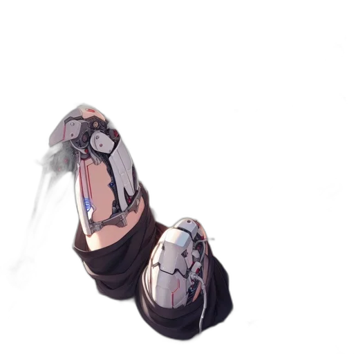 shoes, weapon, robot, mask, concept art, pixel art, anime, watercolor transparent PNG cut-out