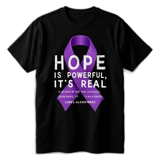 black, t-shirt, purple, ribbon, design, front, text, reads transparent PNG cut-out