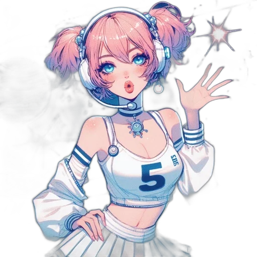 staff, robot, dress, jacket, anime, vaporwave, watercolor, concept art transparent PNG cut-out