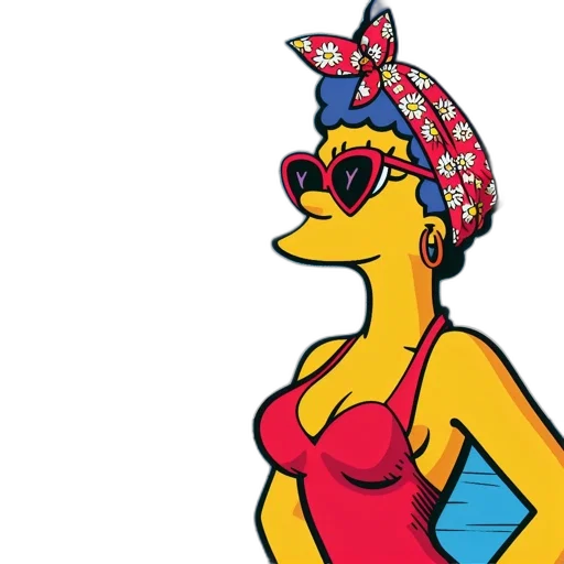 dress, hat, cartoon, concept art, pixel art, 3d render, marge, simpson transparent PNG cut-out