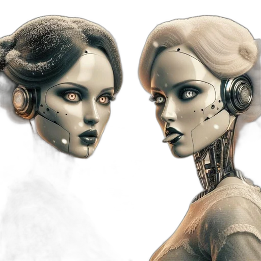 robot, mask, concept art, comic book art, fantasy art, cyberpunk, golden, earth tones transparent PNG cut-out