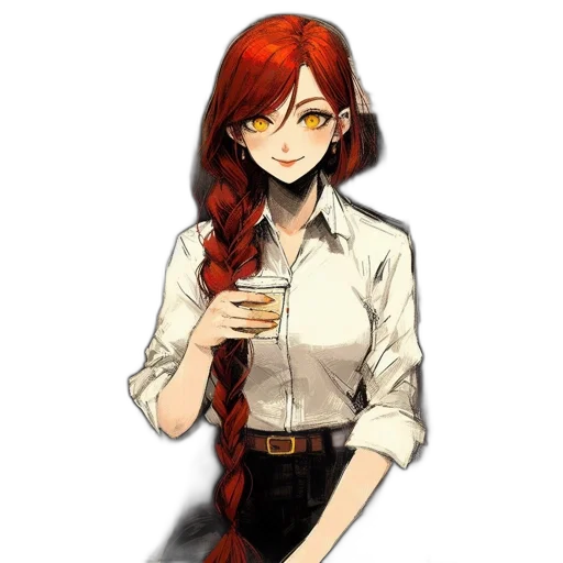 staff, dress, face, cartoon, anime, pixel art, concept art, red transparent PNG cut-out