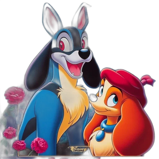 cartoon, concept art, oil painting, photorealistic, fog, forest, two, dogs transparent PNG cut-out