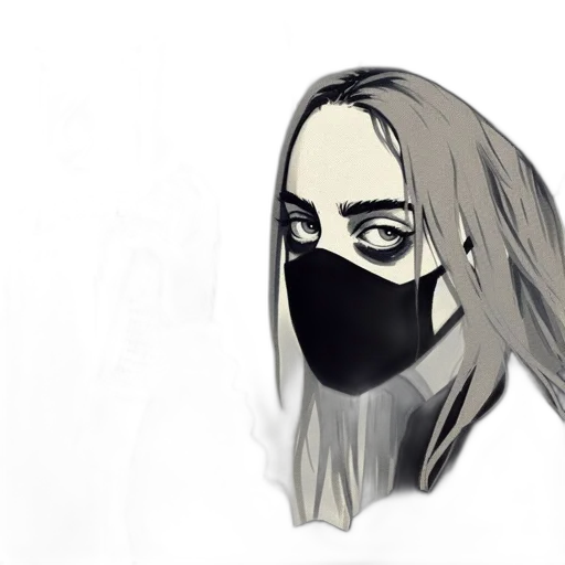 mask, face, jacket, creature, concept art, anime, cartoon, comic book art transparent PNG cut-out