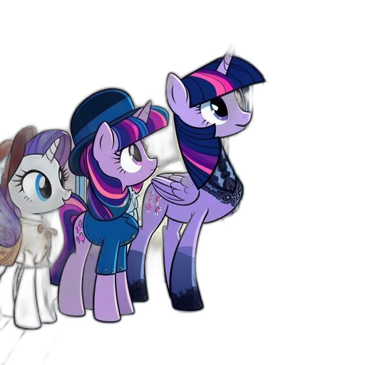 concept art, cartoon, 3d render, three, little, pony, characters, stand transparent PNG cut-out