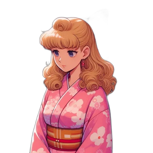 dress, jacket, hair, staff, anime, vaporwave, pixel art, watercolor transparent PNG cut-out
