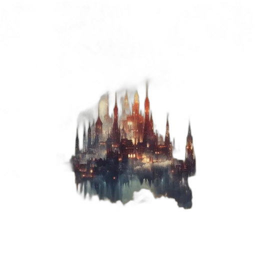 crown, dragon, sword, building, concept art, fantasy art, watercolor, pixel art transparent PNG cut-out