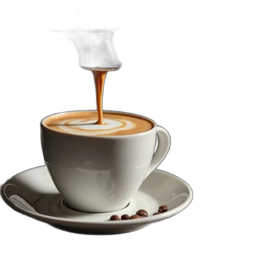 food, 3d render, photorealistic, close-up, image, coffee, cup, being transparent PNG cut-out