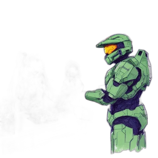 robot, weapon, concept art, pixel art, comic book art, watercolor, fog, outer space transparent PNG cut-out