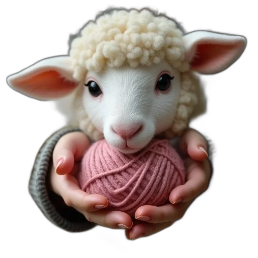 animal, photorealistic, 3d render, pixel art, sheep, wool, her, hands transparent PNG cut-out