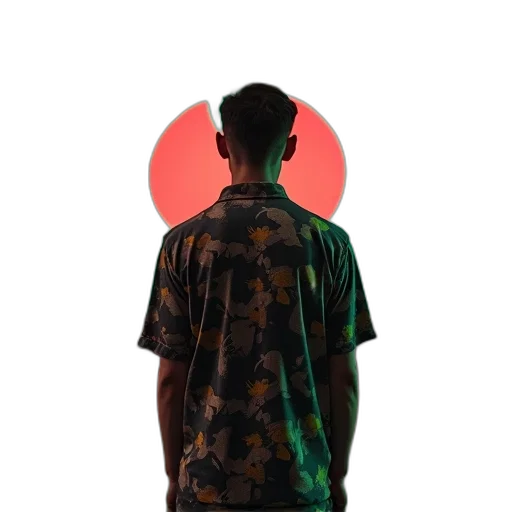 jacket, staff, face, umbrella, vaporwave, 3d render, concept art, neon lights transparent PNG cut-out