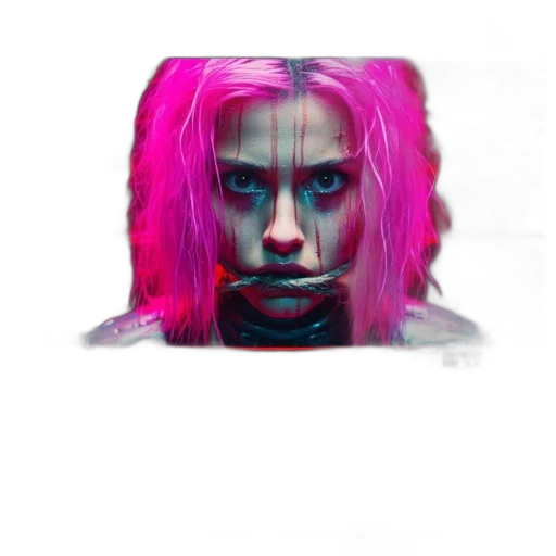 face, creature, hair, mask, cyberpunk, concept art, comic book art, photorealistic transparent PNG cut-out