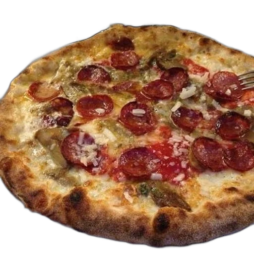 food, face, weapon, crown, 3d render, photorealistic, pepperoni, pizza transparent PNG cut-out