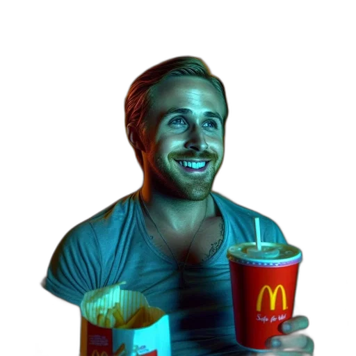 food, face, robot, creature, photorealistic, 3d render, vaporwave, concept art transparent PNG cut-out