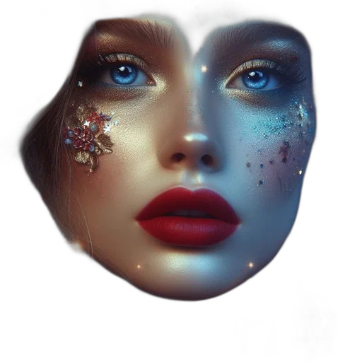 mask, face, jewelry, crown, photorealistic, fantasy art, 3d render, concept art transparent PNG cut-out