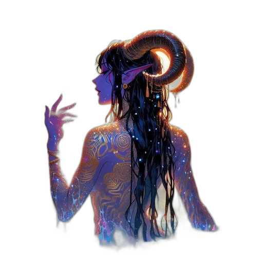 creature, hair, dragon, fantasy art, concept art, watercolor, comic book art, neon lights transparent PNG cut-out
