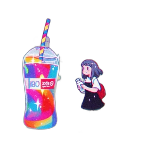 bottle, staff, weapon, food, vaporwave, pixel art, concept art, 3d render transparent PNG cut-out