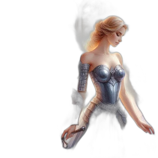 dress, robot, concept art, fantasy art, comic book art, photorealistic, blue, celestial transparent PNG cut-out