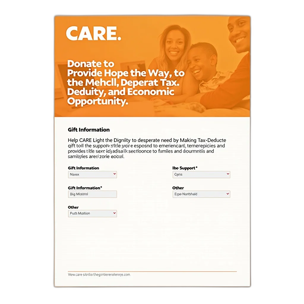 flyer, warm, orange, background, featuring, large, care, logo transparent PNG cut-out