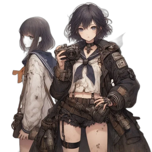 jacket, weapon, sword, dress, concept art, fantasy art, anime, pixel art transparent PNG cut-out