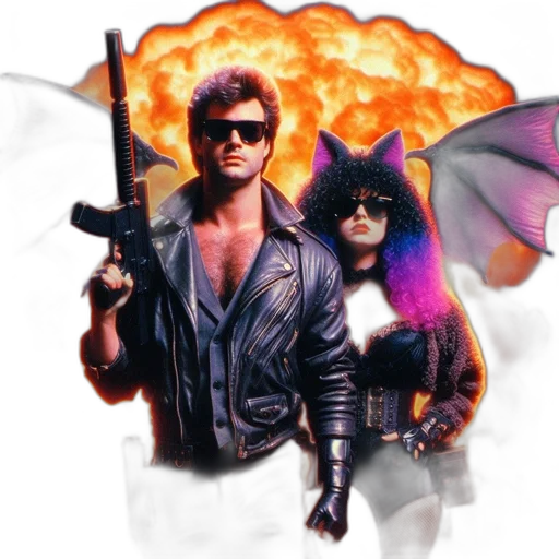 jacket, concept art, cyberpunk, comic book art, vaporwave, fire, two, superhero-like transparent PNG cut-out
