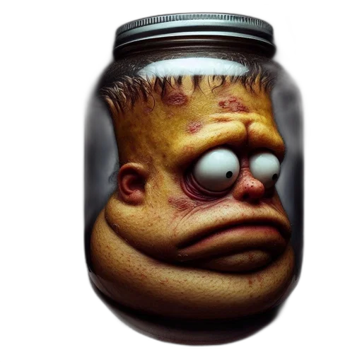 face, mask, creature, bottle, 3d render, concept art, photorealistic, pixel art transparent PNG cut-out