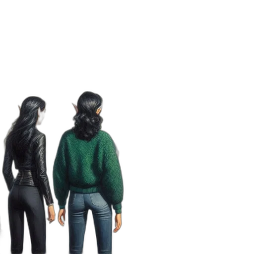 jacket, hair, 3d render, concept art, photorealistic, pixel art, outer space, green transparent PNG cut-out