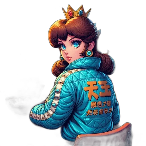 jacket, crown, dress, jewelry, concept art, fantasy art, pixel art, vaporwave transparent PNG cut-out