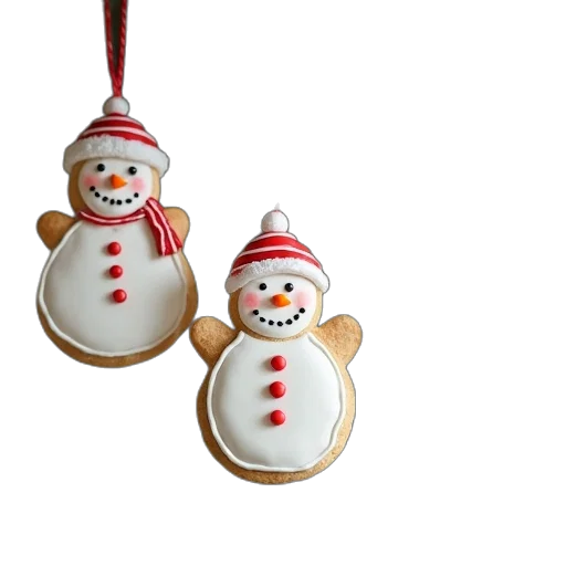 3d render, three, snowman, cookies transparent PNG cut-out