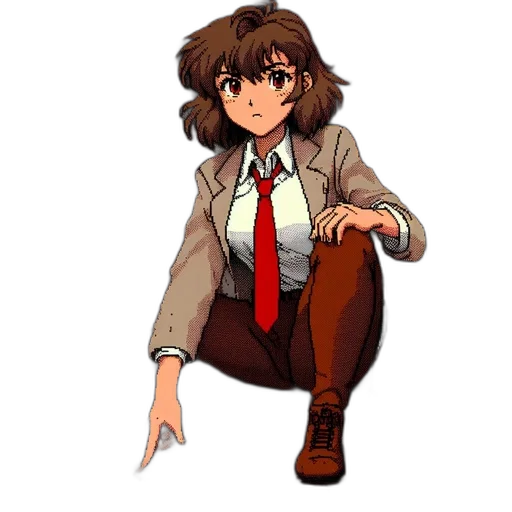 jacket, staff, weapon, animal, pixel art, anime, cartoon, concept art transparent PNG cut-out