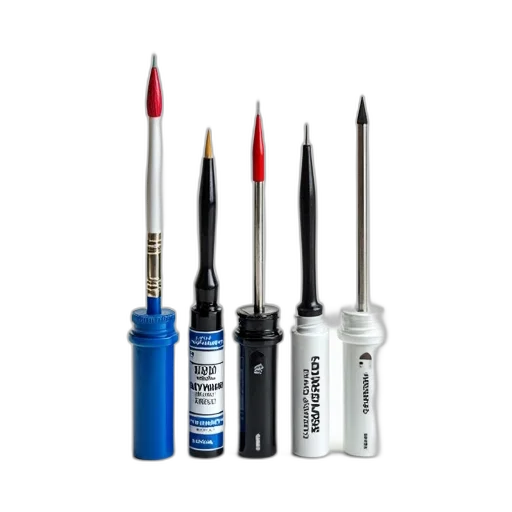 three, sets, tools, displayed, each, consisting, red-tipped, paintbrush transparent PNG cut-out