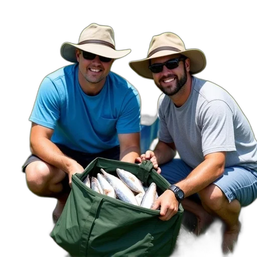 hat, staff, two, men, sitting, grass, smiling, holding transparent PNG cut-out